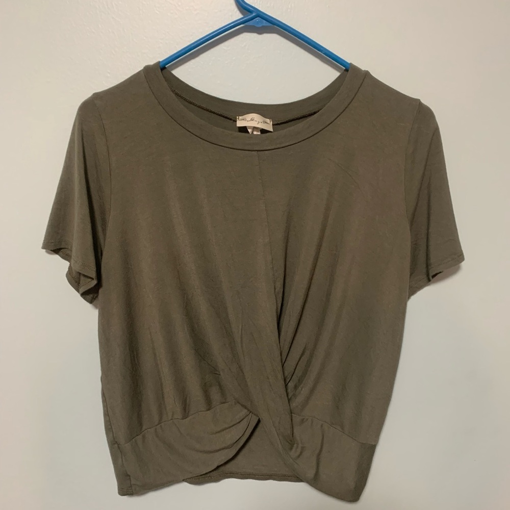 Army green tie crop top
